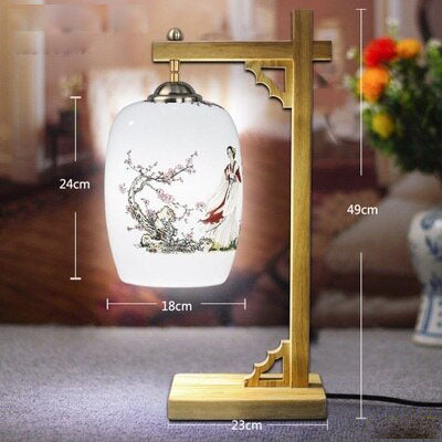 Lampe de bureau ou chevet potence style chinois en bois - vue 11 sur 12
