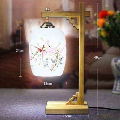 Lampe de bureau ou chevet potence style chinois en bois - vue 6 sur 12