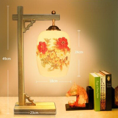Lampe de bureau ou chevet potence style chinois en bois - vue 6 sur 12