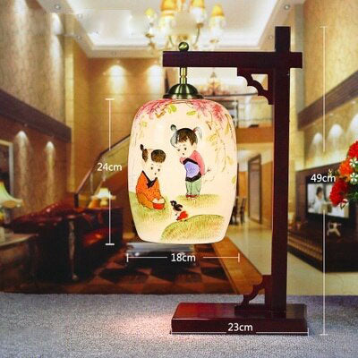 Lampe de bureau ou chevet potence style chinois en bois - vue 9 sur 12