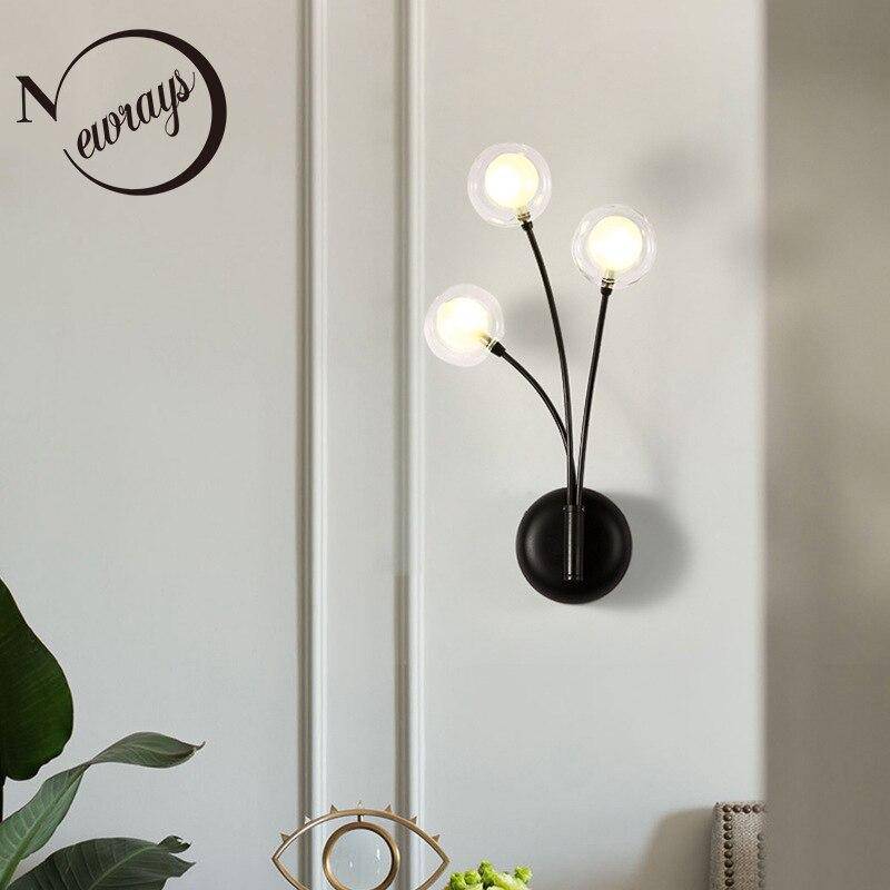 Applique murale design à LED noire avec trois boules en verre Hotel - vue 4 sur 6