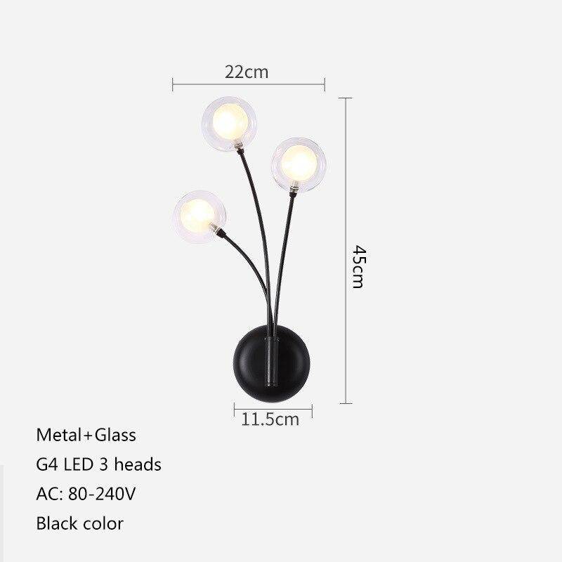 Applique murale design à LED noire avec trois boules en verre Hotel - vue 6 sur 6