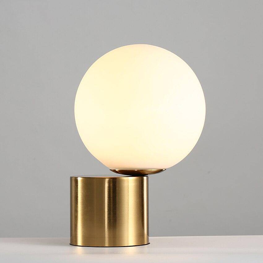 Lampe de chevet à base doré et boule en verre Moderne - vue 6 sur 8