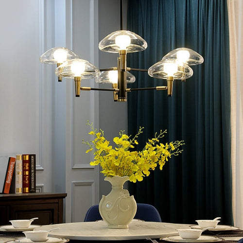 Lustre moderne abat-jours en forme de méduse en verre Hailey - vue 4 sur 8