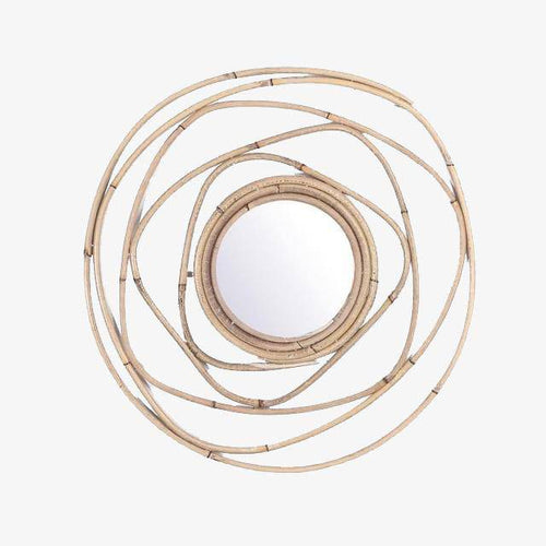 Miroir murale rond décoratif en rotin 40cm - vue 2 sur 4