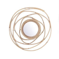 Miroir murale rond décoratif en rotin 40cm