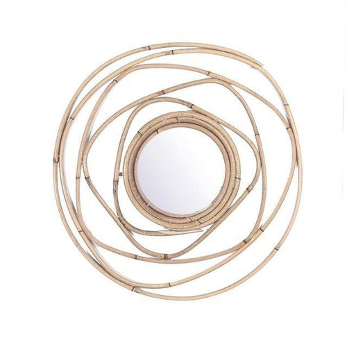 Miroir murale rond décoratif en rotin 40cm
