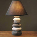 Lampe à poser design LED en galets avec abat-jour gris Nordic