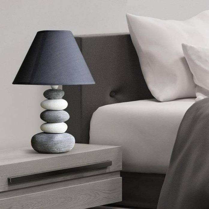 Lampe à poser design LED en galets avec abat-jour gris Nordic - vue 2 sur 5
