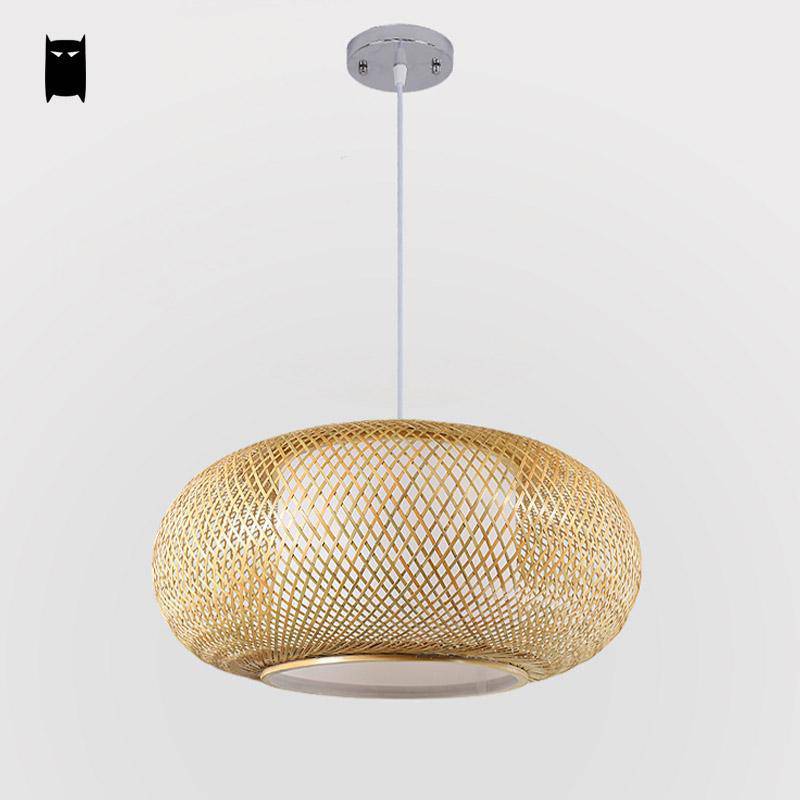 Suspension en bambou rond ovale style japonais Woven - vue 6 sur 6