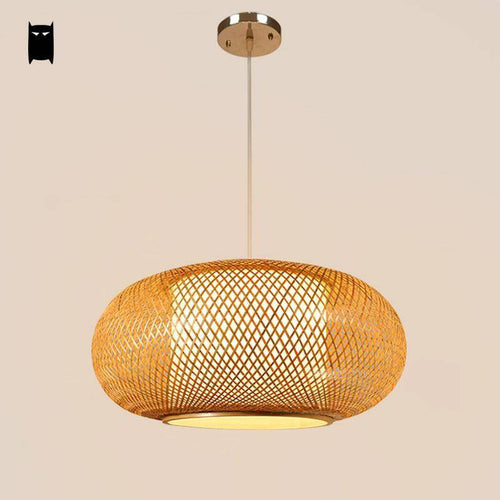 Suspension en bambou rond ovale style japonais Woven - vue 3 sur 6