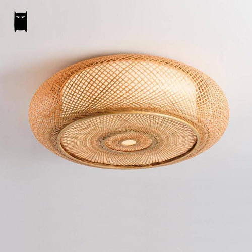 Plafonnier en bambou rond style japonais Woven - vue 4 sur 5