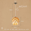 Suspension design à LED en forme de fleur à pétales de bois