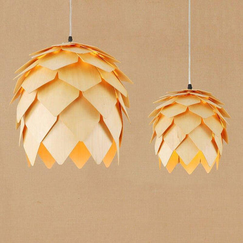 Suspension design à LED en forme de fleur à pétales de bois - vue 3 sur 6