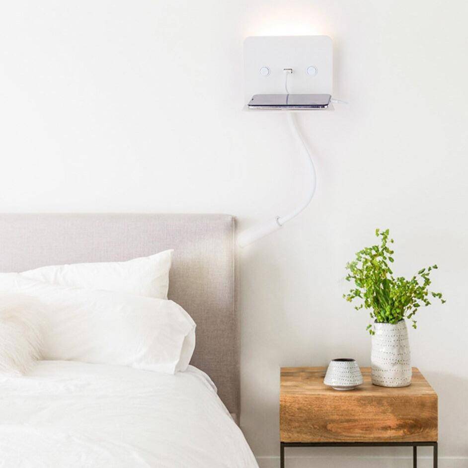 Applique à spot LED ajustable avec tablette et prise USB - vue 2 sur 4