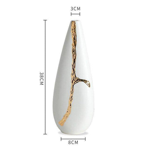 Vase design blanc au style abstrait doré Xuan - vue 8 sur 9