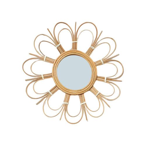Miroir mural en rotin style soleil 40cm - vue 4 sur 4
