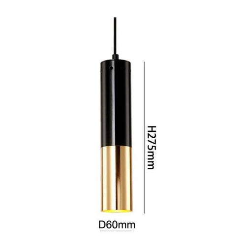 Suspension design LED en tube cylindrique métal noir et doré Faryto - vue 5 sur 7