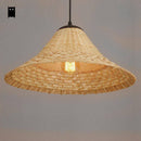 Suspension rustique LED avec abat-jour en rotin