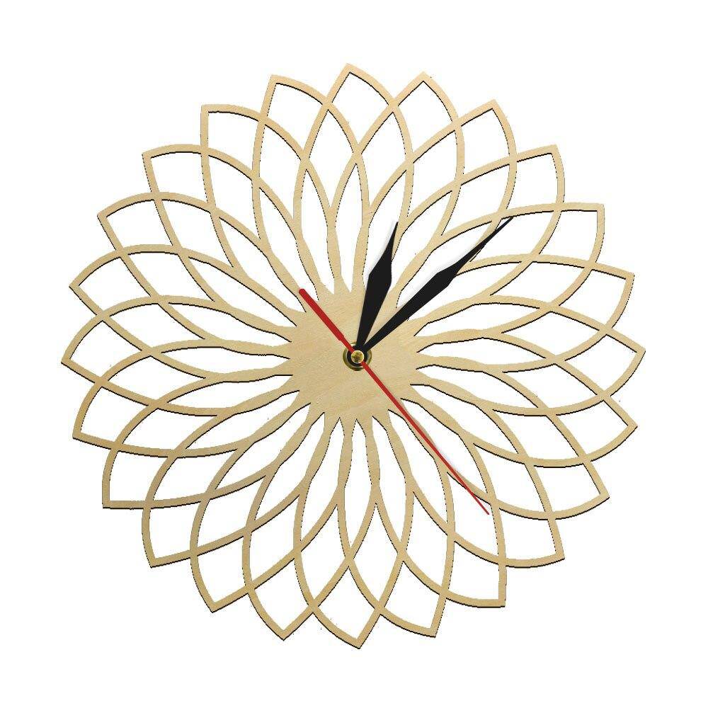 Horloge murale en bois rosace géométrique 30cm Floral - vue 8 sur 8