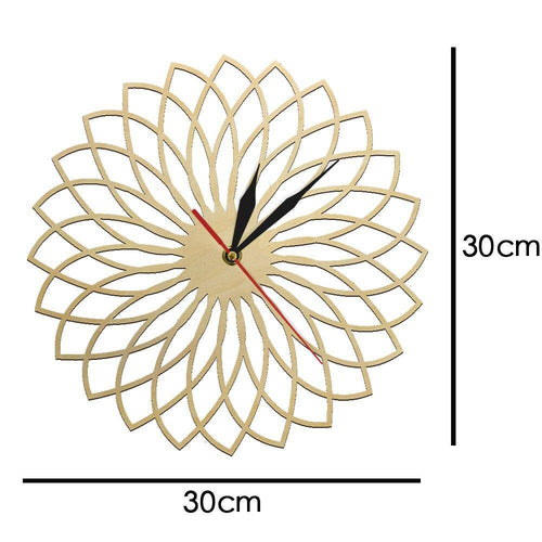 Horloge murale en bois rosace géométrique 30cm Floral - vue 6 sur 8