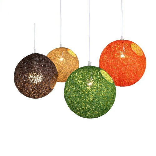 Suspension en boule de tissu de couleur Wicker - vue 3 sur 15