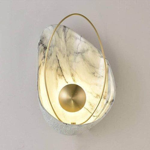 Applique murale design LED style marbre avec anneau doré - vue 4 sur 8