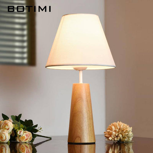 Lampe à poser moderne LED en bois avec abat-jour blanc Deco - vue 2 sur 2
