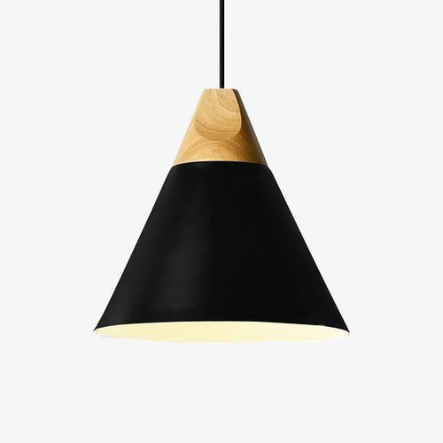 Suspension en bois et aluminum en forme de cone - vue 2 sur 14