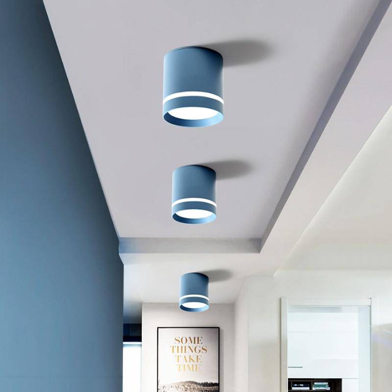 Spot moderne LED cylindre métal coloré Loft - vue 3 sur 6