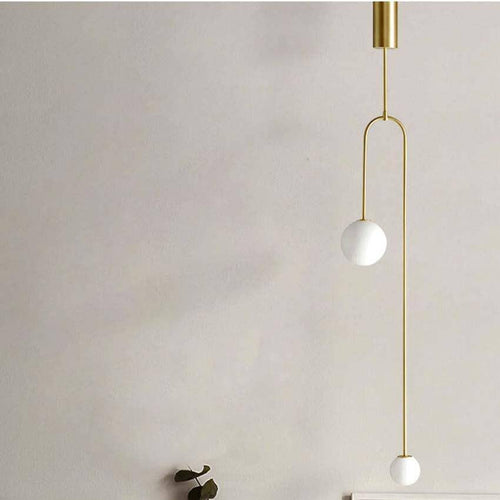 Suspension design LED en métal avec double boule en verre Fly - vue 8 sur 8
