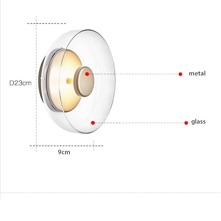 Applique murale moderne LED avec abat-jour en verre et métal Sconce - vue 7 sur 7