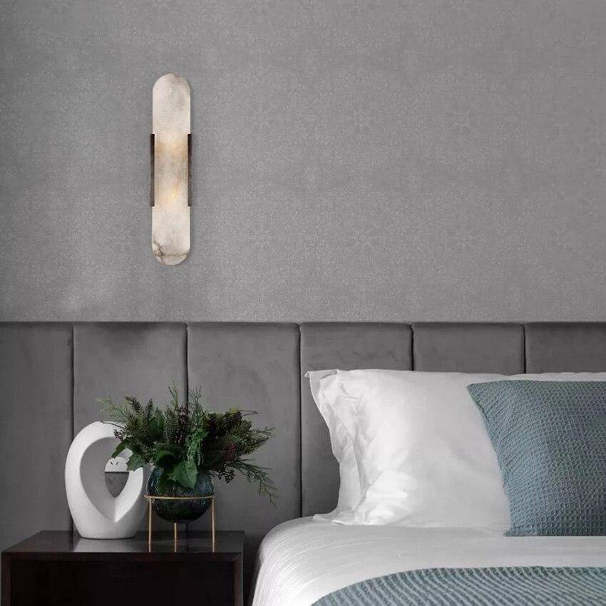 Applique murale design à LED en marbre arrondi et métal doré Luxury - vue 2 sur 4