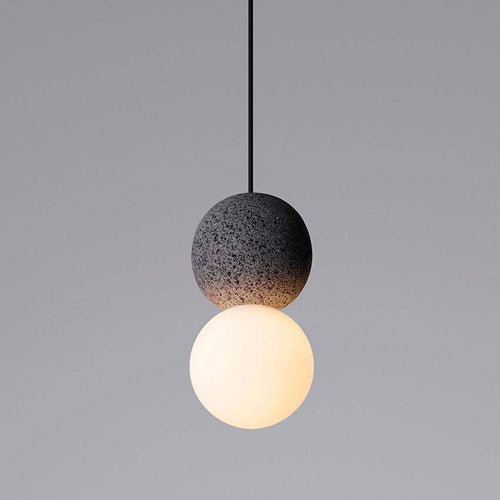 Suspension design en boule en ciment façon terrazzo LED - vue 8 sur 9