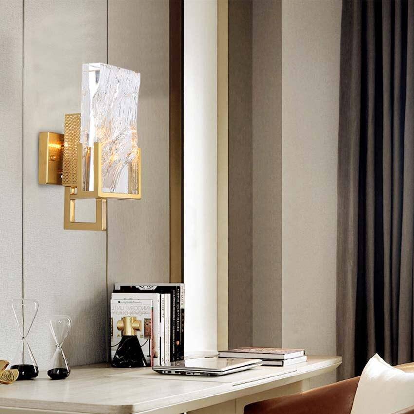 Applique murale design LED dorée avec verre cristal Luxury