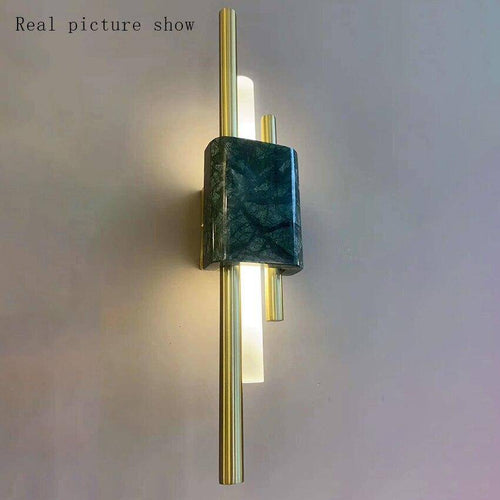Applique murale design LED en marbre avec tube doré Sconce - vue 5 sur 9