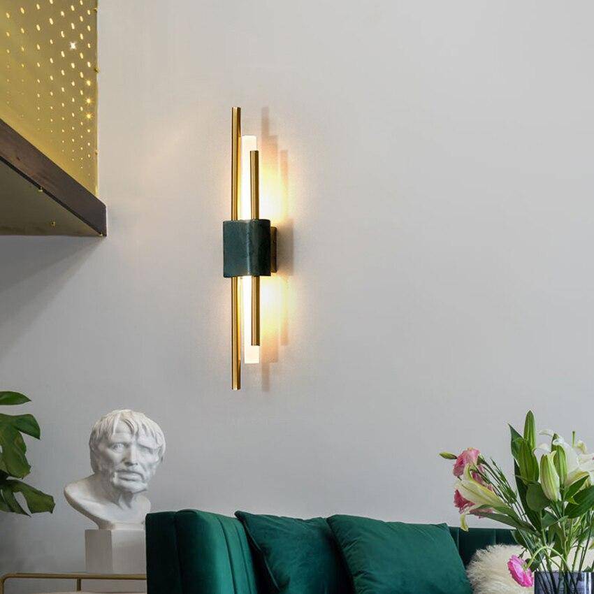 Applique murale design LED en marbre avec tube doré Sconce - vue 3 sur 9