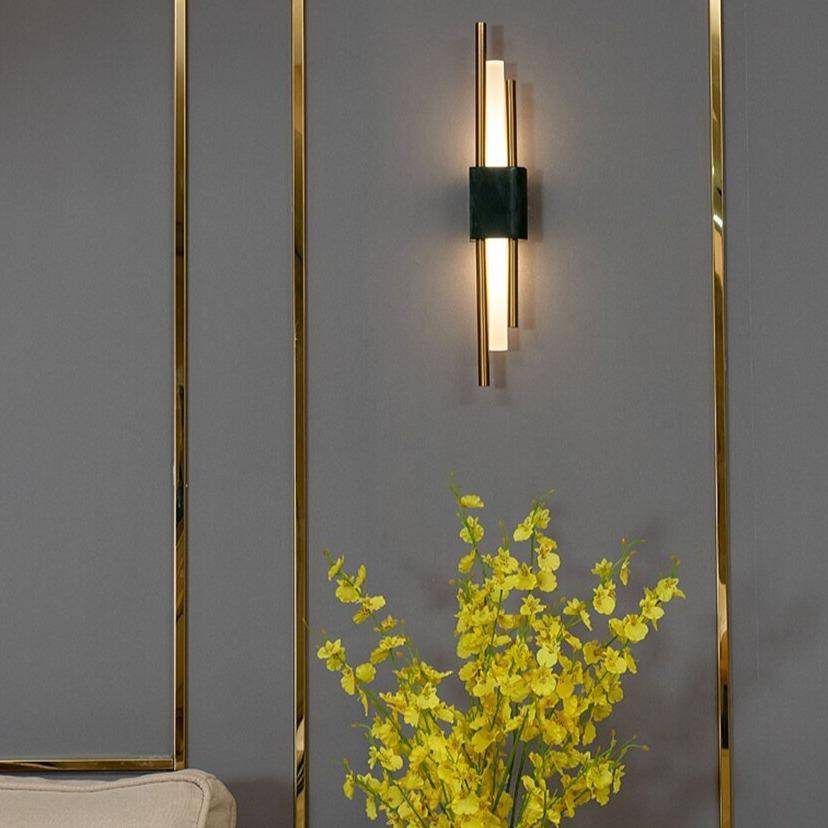 Applique murale design LED en marbre avec tube doré Sconce - vue 2 sur 9