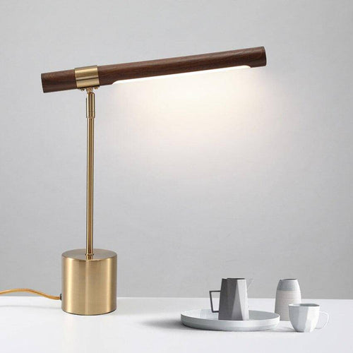 Lampe à poser design LED en métal dorée et bois style Fly - vue 3 sur 7