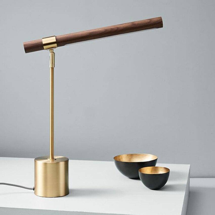Lampe à poser design LED en métal dorée et bois style Fly - vue 4 sur 7