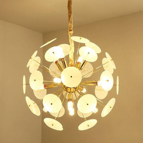 Lustre design doré et plaques rondes plates fumées Luxury - vue 5 sur 8