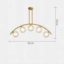 Lustre design LED avec bras arrondi doré et boules en verre Luxury