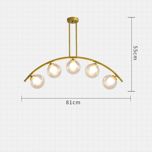 Lustre design LED avec bras arrondi doré et boules en verre Luxury - vue 8 sur 7