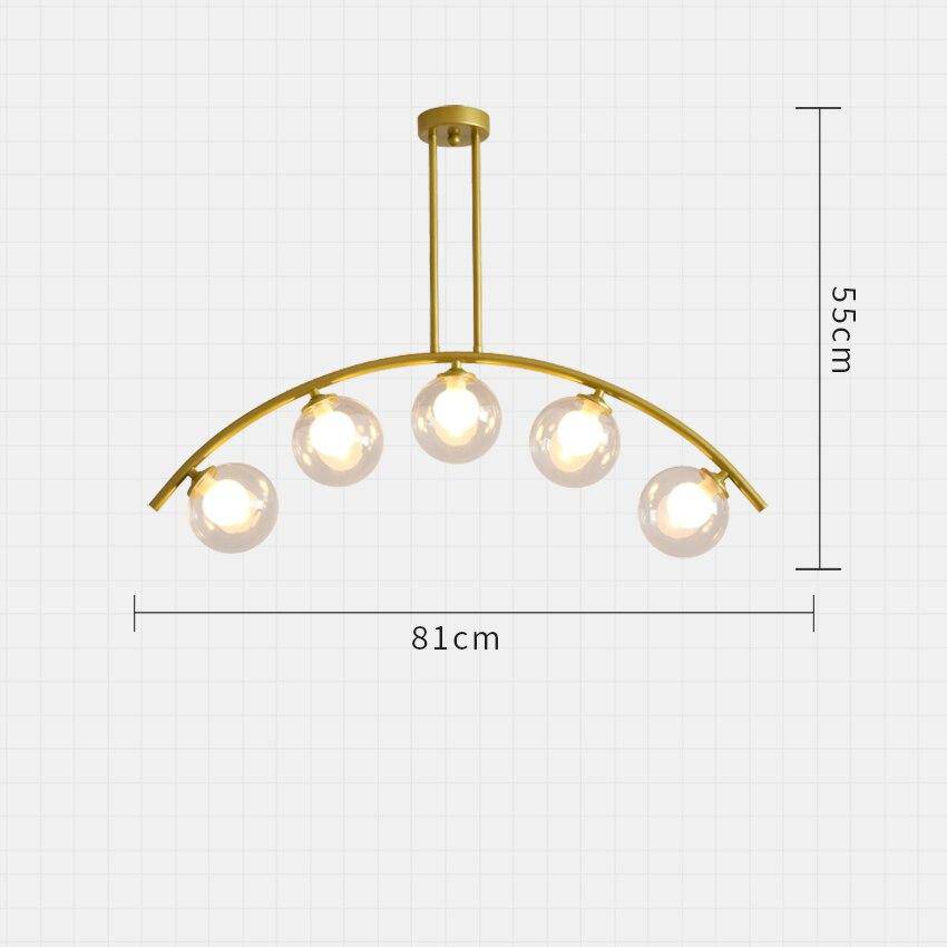 Lustre design LED avec bras arrondi doré et boules en verre Luxury - vue 7 sur 7