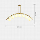 Lustre design LED avec bras arrondi doré et boules en verre Luxury