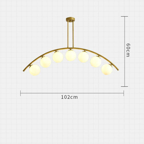 Lustre design LED avec bras arrondi doré et boules en verre Luxury - vue 6 sur 7