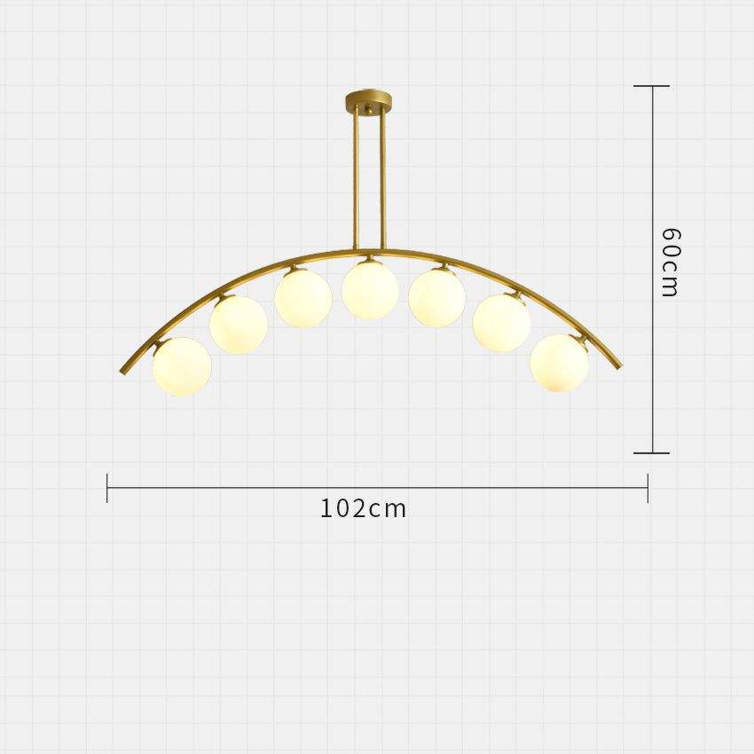 Lustre design LED avec bras arrondi doré et boules en verre Luxury - vue 5 sur 7