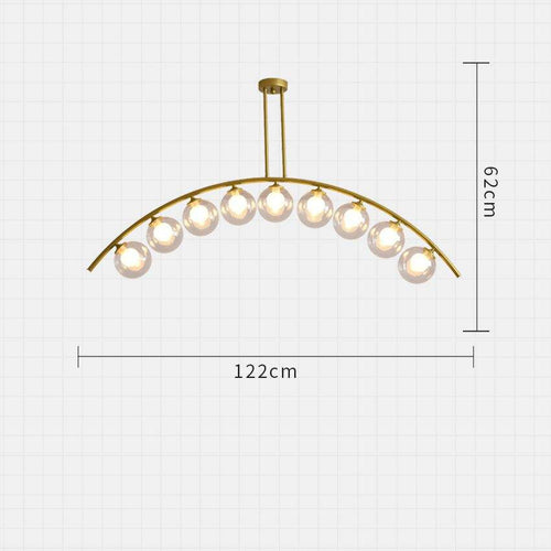 Lustre design LED avec bras arrondi doré et boules en verre Luxury - vue 7 sur 7