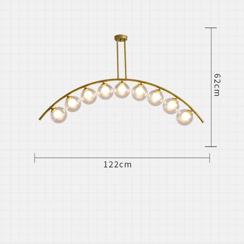 Lustre design LED avec bras arrondi doré et boules en verre Luxury - vue 6 sur 7
