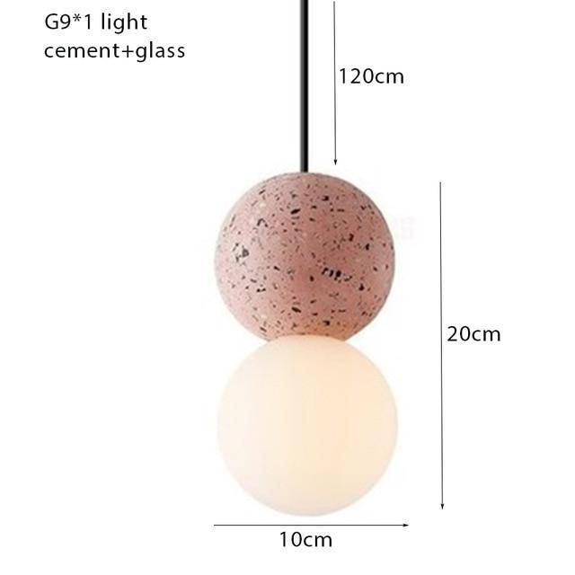 Suspension design en boule en ciment façon terrazzo LED - vue 6 sur 9
